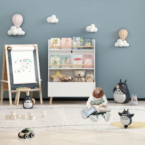 HOMLUX Kids Bookcase Toddler Book & Magazine Display Rack Toy Storage Organizer,White