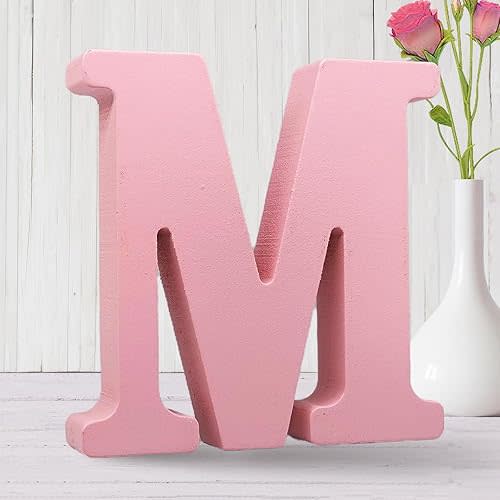 AOCEAN 6 Inch Pink Wood Letters Unfinished Wooden Letters for Wall MAGA Decorative Standing Letters Slices Sign Board for Crafts Christmas Decoration Home Party Projects (M)