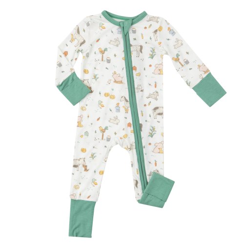 2-Way Zip Romper, Farm Babies