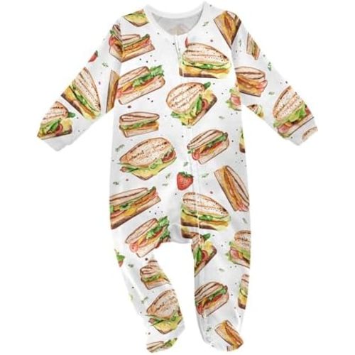 vvfelixl Delicious Sandwiches baby sleepers for girl boys newborn Baby play One-Piece Footies for 0-3 Months