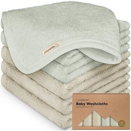 6-Pack Baby Washcloths - Soft Viscose from Bamboo Washcloth, Baby Wash Cloths for Newborn, Kids, Bath Baby Towels, Face Towel, Face Cloths for Washing Face(Stone/Dove)