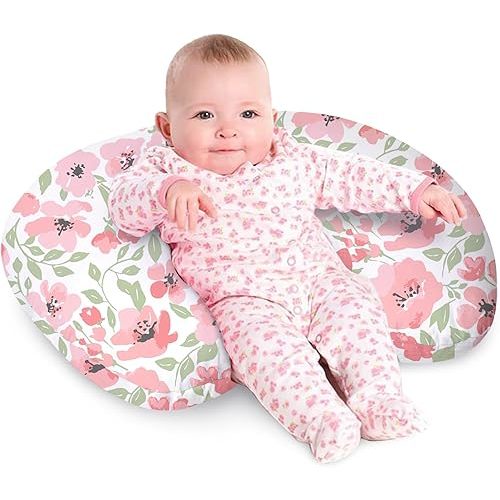 Little Grape Land Nursing Pillow for Breastfeeding, Original Breastfeeding Pillows for More Support for Mom and Baby, Cute Cover with Breathable Filling,Feeding Support Pillow for 0-12 Months Dahlia