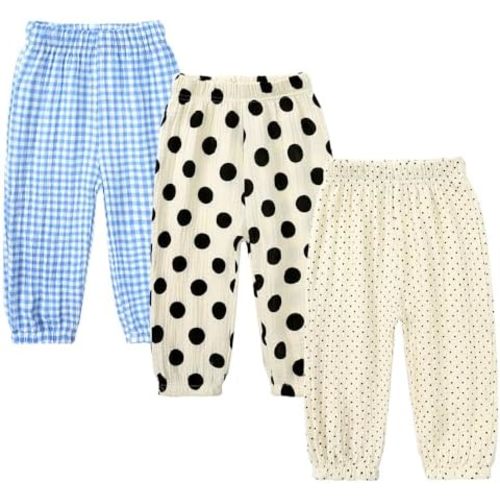 MYGBCPJS Baby Boys Girls Cotton Linen Trousers Kids Casual Ankle Pants Loose Long Bloomers