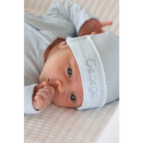 Picot Trim Bamboo Hat in Baby Blue | Caden Lane