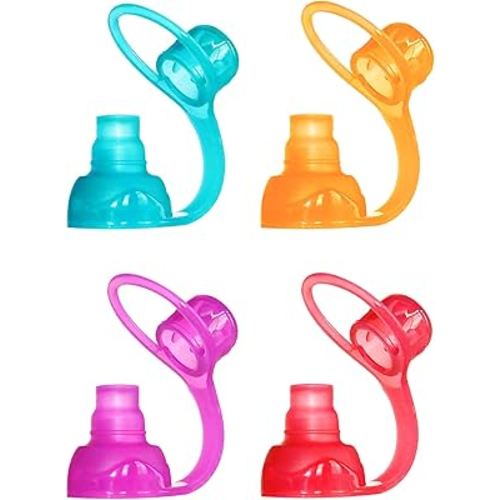 ChooMee SoftSip Food Pouch Top | Baby Led Weaning | No Spill Flow Control Valve, Protects Childs Mouth, 100% Silicone, BPA Free | Four Colors, 4 CT