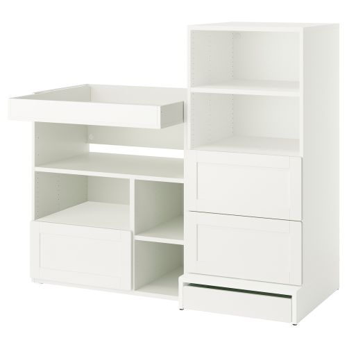 SMÅSTAD / UPPFÖRA Changing table - white with frame/with bookcase 59x31 1/2x53 1/2 "