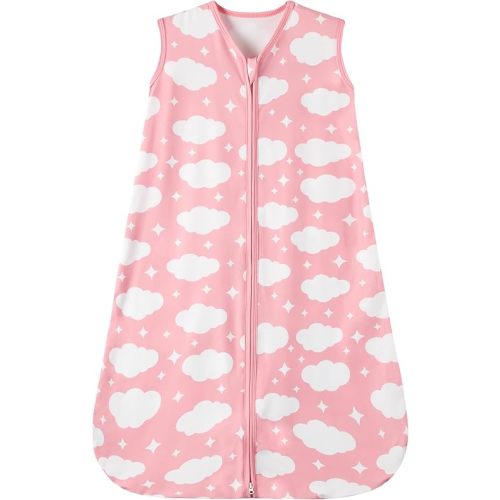 Baby Sleep Sack 6-12 Months Baby Wearable Blanket 100% Rayon Cotton 2-Way Zipper Toddler Sleeping Sack,Comfy Soft Lightweight TOG 0.3(Cloud)