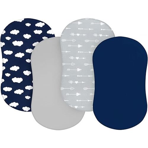 Baby Bassinet Sheets 4 Pack Compatible with Halo Bassinest Swivel, Flex, Glide, Premiere & Luxe Series Sleeper, 4 Pack, Ultra Soft & Skin-Friendly