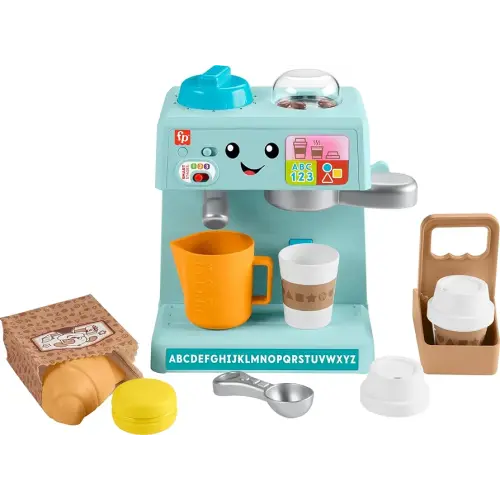Fisher-Price Toddler Toy Laugh & Learn Learn & Serve Coffee Cafe Playset with Smart Stages & 10 Pretend Play Pieces for Ages 18+ Months