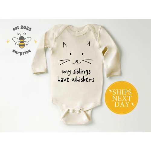 My Siblings Have Whiskers Bodysuit – Cat Face Long Sleeve Natural Baby Onesie®
