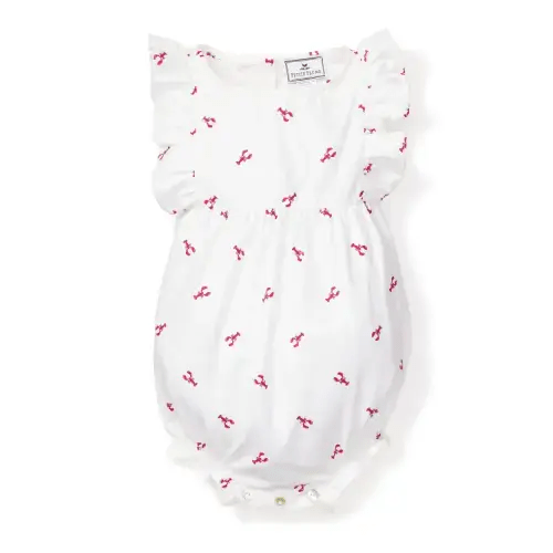 Baby's Twill Ruffled Romper in Brixham Lobsters