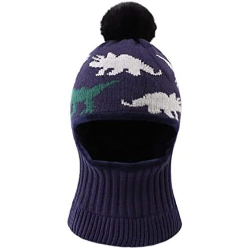 Zsedrut Toddler Kids Winter Hats for Girls Boys Warm Balaclava Hat with Fleece Lined Thick Knit Beanies Cap