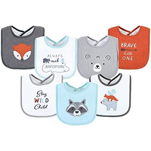 Hudson Baby Unisex Baby Cotton Terry Drooler Bibs With Fiber Filling