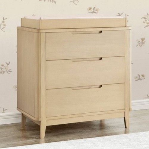 Delta Children Noah 3 Drawer Dresser with Changing Top and Interlocking Drawers - Natural Sandstone