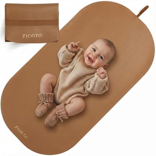 Beautiful Baby Diaper Changing Mat Made of Vegan Leather - Soft and Easy to Wipe Changing Pad for Travel or at Home Use - Lightweight and Foldable Mat That Perfectly Fits Into Any Diaper Bag