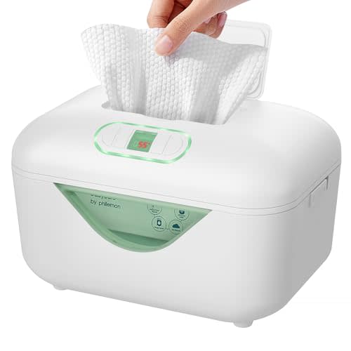 Ainclte Baby Wipe Warmer, Protable Wipes Warmer Dispenser for Newborns with 4000mAh Battery 4-Temp Fast Heating Colored Night Light Large Capacity Indoor/Outdoor Nursery Essentials