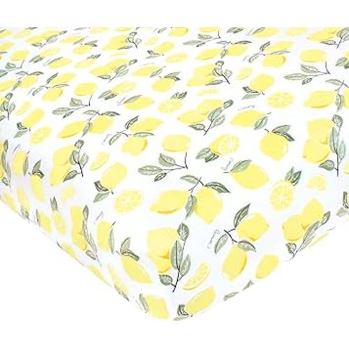 Hudson Baby Unisex Baby Cotton Fitted Crib Sheet, Lemon, One Size