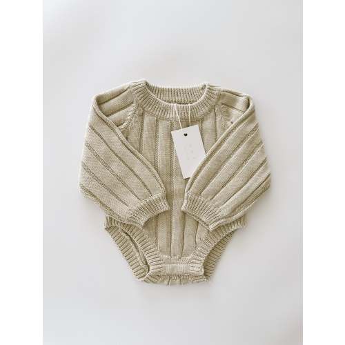 Wide Ribbed Knit Onesie ‘Biscotti’