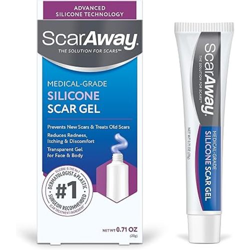 ScarAway Silicone Scar Gel, Helps Improve Size, Color & Texture of Hypertrophic & Keloid Scars from Injury, Burns & Surgery, Water Resistant, 20g (0.7 Oz)