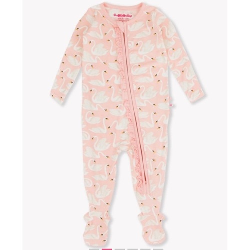 NWT RUFFLE BUTTS Ruffle One Piece Footie Pajamas SWAN LAKE DREAM SIZE 6-12 month