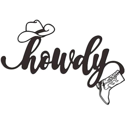 Metal Howdy Sign Wall Art - Embrace the Western Spirit with Our Unique Cowboy Hat & Boot Decor - Ideal for Home & Office Spaces