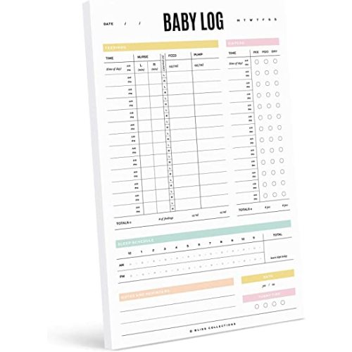 Bliss Collection Newborn Baby Log, Daily Tracker to Monitor and Journal Baby Feeding, Sleep and Activity, Book Includes Easy to Fill in Pages, 6"x9" Schedule (50 Sheets)