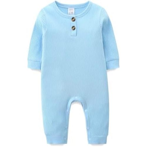 Unisex Newborn Clothes 0-12 Months Long Sleeve Snaps up Solid Ribbed Knit Baby Outfits