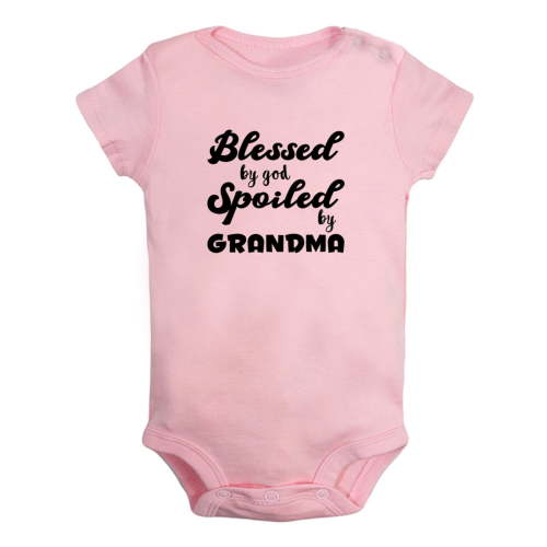 iDzn Blessed By God Spoiled By Grandma Funny Rompers For Babies, Newborn Baby Unisex Bodysuits, Infant Jumpsuits, Toddler 0-24 Months Kids One-Piece Oufits