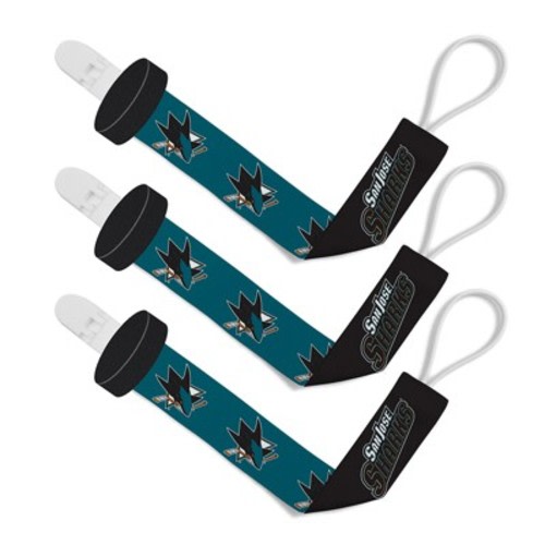 BabyFanatic Officially Licensed Unisex Baby Pacifier Clip 3-Pack NHL San Jose Sharks