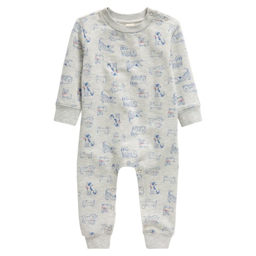 Baby Puppy Pals Fleece Sweatshirt Romper, 6M, Grey Light Heather Pup Pals