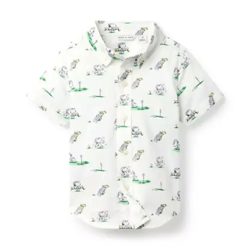 Boy White Snoopy Golf PEANUTS™ Snoopy Golf Shirt by Janie and Jack