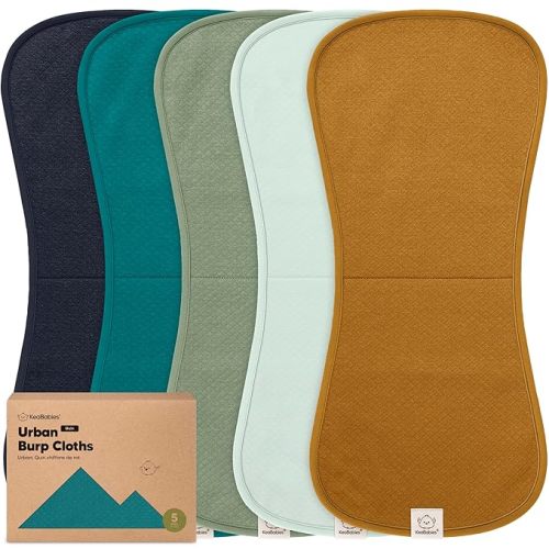 KeaBabies 5-Pack Organic Burp Cloths Baby Girl, Boy - Extra Large, Absorbent Baby Burp Cloths, Soft Burping Cloths for Babies, Newborn Burp Clothes, Cotton Burp Rags,Neutral Thick Burp Cloth (Eclipse)