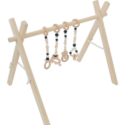 Natural Wood Gym with Black Toys - Poppyseed Play | Maisonette