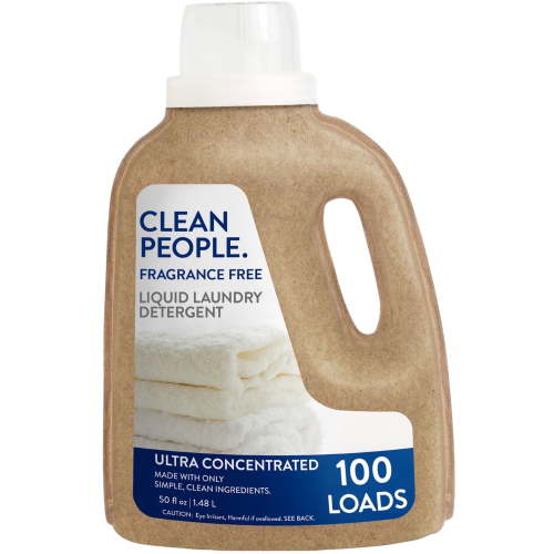 Clean People Liquid Laundry Detergent, Safer Ingredients, Fragrance Free, 100 Load (1-Pack)