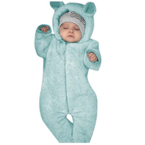 Odeerbi Baby Girls Boys Clothes Baby Rompers Newborn Winter Fleece Jumpsuit Solid Hooded Romper Warm Coat Outwear