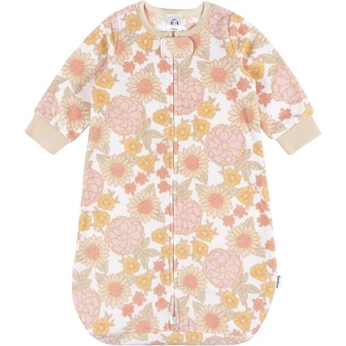 Gerber Baby Unisex Fleece Wearable Blanket, Pink Floral, 0-6 Months