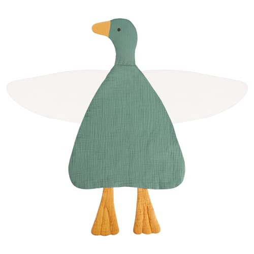 Baby Toys Lovey Blanket Soft Duck Toys for Newborn Essentials 0-6 Months, Sensory Stuffed Animal Security Blanket for Boys and Girls (Duck-Roman Green)
