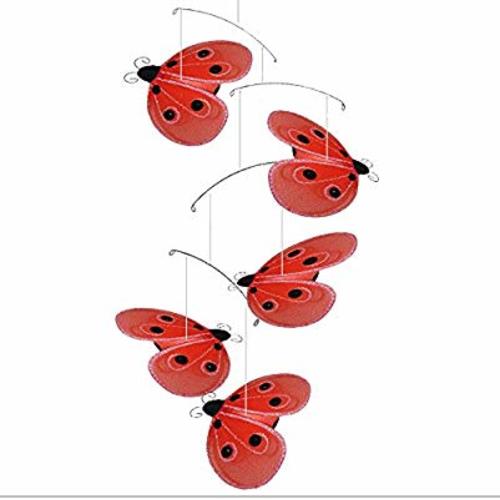 Ladybug Mobile Red Black Shimmer Nylon Mesh Ladybugs Mobiles Decorations Decorate Baby Nursery Bedroom Girls Room Ceiling Decor Birthday Party Baby Shower Crib Mobile Baby Mobile Hanging Mobile 3D Art