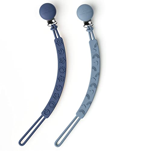 Cuddle Campus Pacifier Clip,Pack of 2 Pacifier Holder Clip with One Piece Design,Soft Flexible Silicone Baby Pacifier Holder with Texture for Boy and Girl