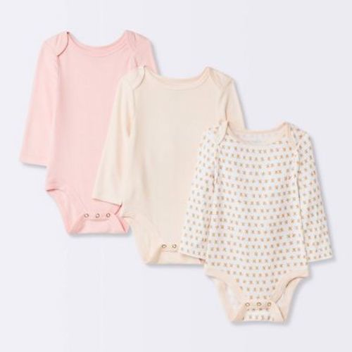 Baby Girls' 3pk Modal Blend Bodysuit - Cloud Island™ Pink, Size: 0-3M