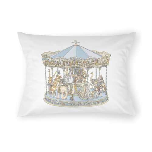 Atelier Choux Paris Satin Pink Carousel Print Decorative Nursery Pillow