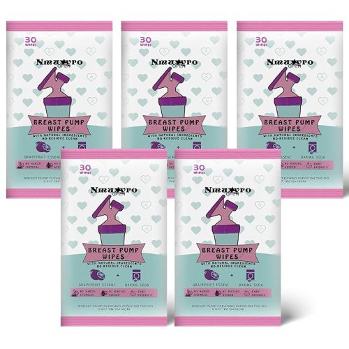 Breast Pump Wipes Quick Clean, Natural Pump Parts Cleaning On The Go, Resealable Manual Pacifier Wipe Breastfeeding Supplies, 30 Count (Pack of 5)
