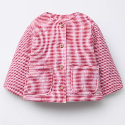 GINGHAM PRINT QUILTED JACKET - White / Red | ZARA United States