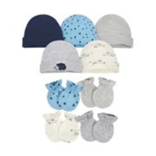 Gerber Assorted Caps and Mittens Accessories Bundle, 9pc Set (Baby Boys)