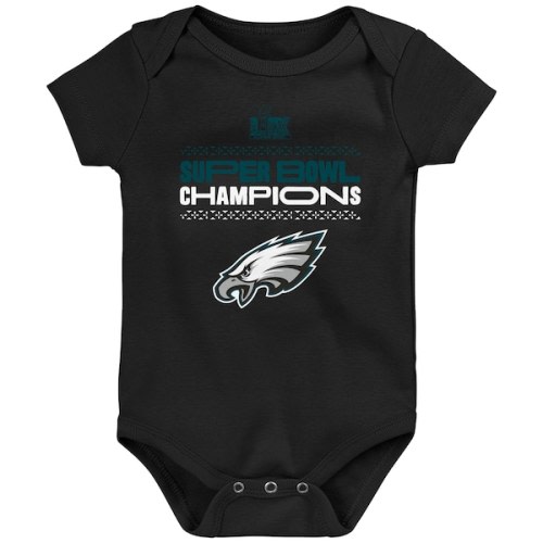 Newborn Philadelphia Eagles Black Super Bowl LIX Champions Stack Bodysuit