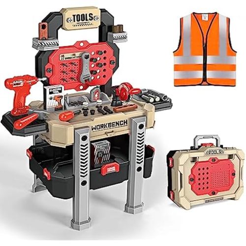 Black+Decker Kids Workbench - Power Tools Workshop - Build Your Own Toy Tool Box – 75 Realistic Toy Tools and Accessories [Amazon Exclusive] 38 x 16.25 x 21 inches