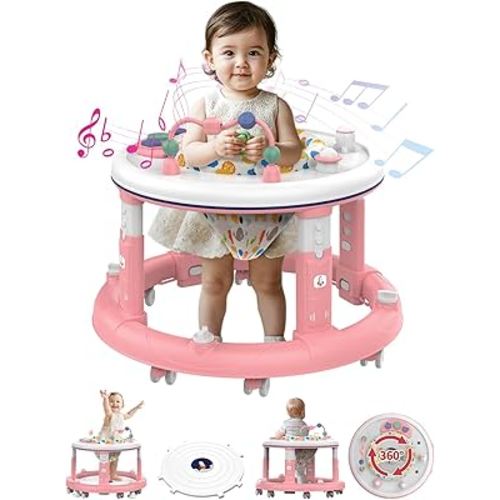 Baby Walker, Baby Jumper Activity Center, Baby Walkers and Activity Center, Baby Walker with Wheels for Boys Girls, Features 360 Degree Swivel Seat, Bounce Footpad for 6-18 Month