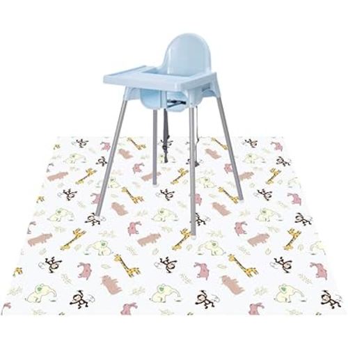 Baby Splat Floor Mat for Under High Chair/Arts/Crafts by CLCROBD, 51" Waterproof Anti-Slip Food Splash Spill Mess Mat, Washable Floor Protector Mat and Table Cloth