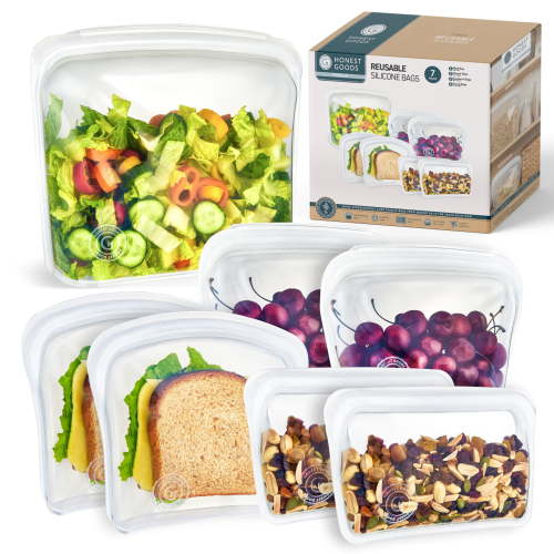 Honest Goods Silicone Food Grade Reusable Storage Bag (Pack of 7)