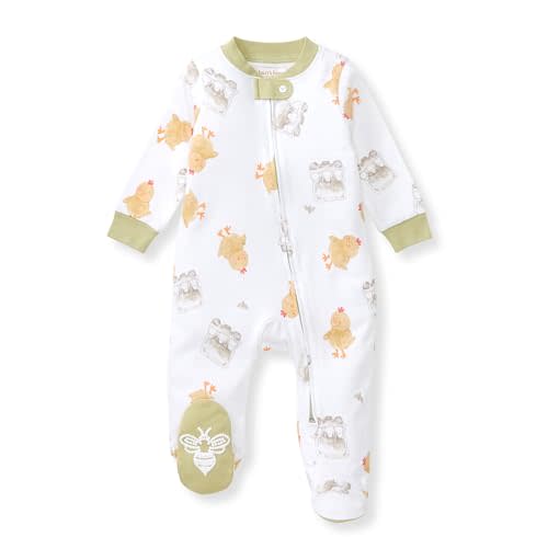 Burt's Bees Baby Boys' Organic Cotton Loose Fit Sleep and Play One-Piece Zip Front Footed Pajamas